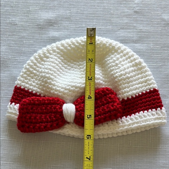 White and Red Crochet Hat - Picture 6 of 8